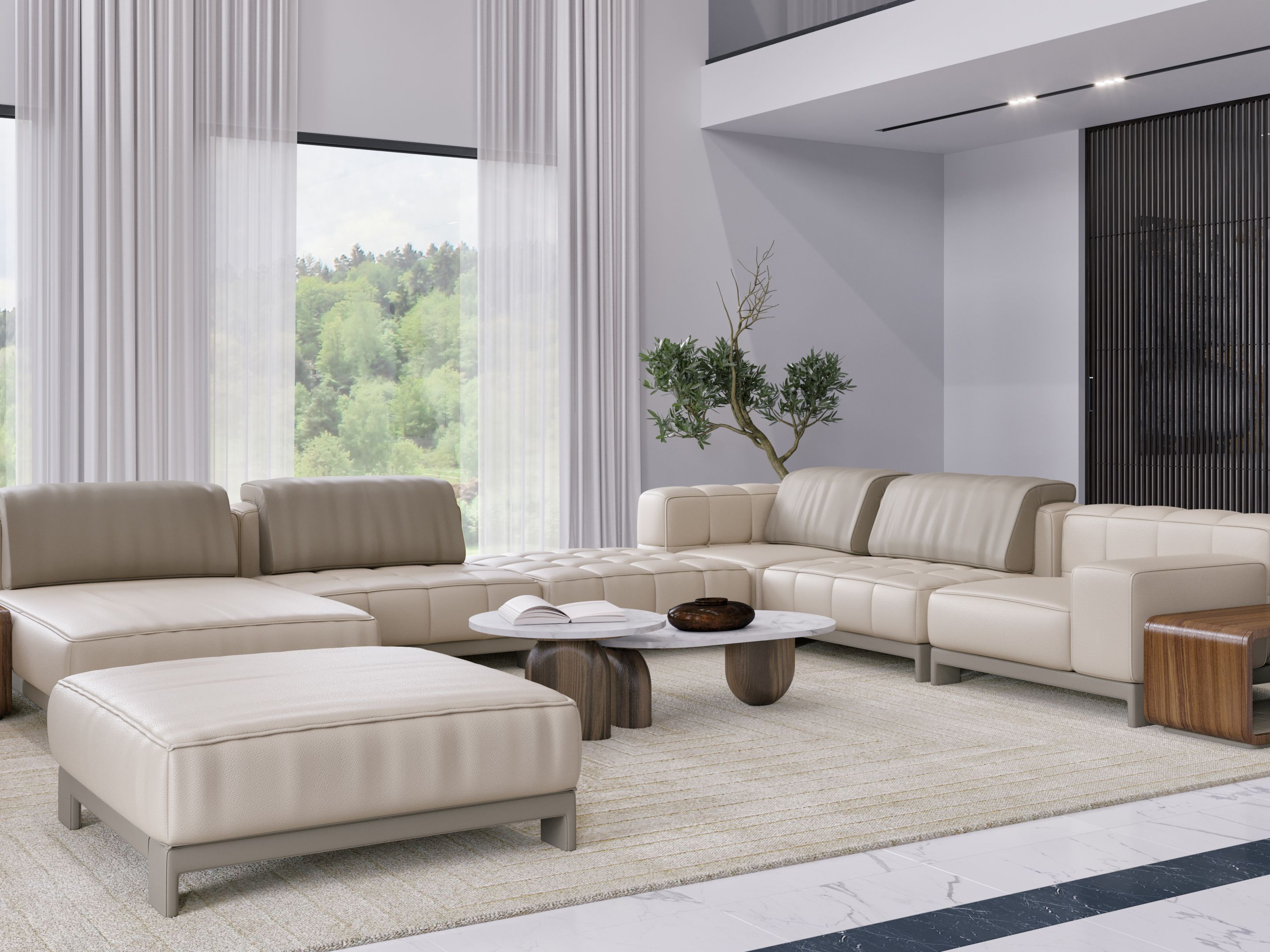 Living Room With Simple Design and White Garden&nbsp;Rug by Rug'Society