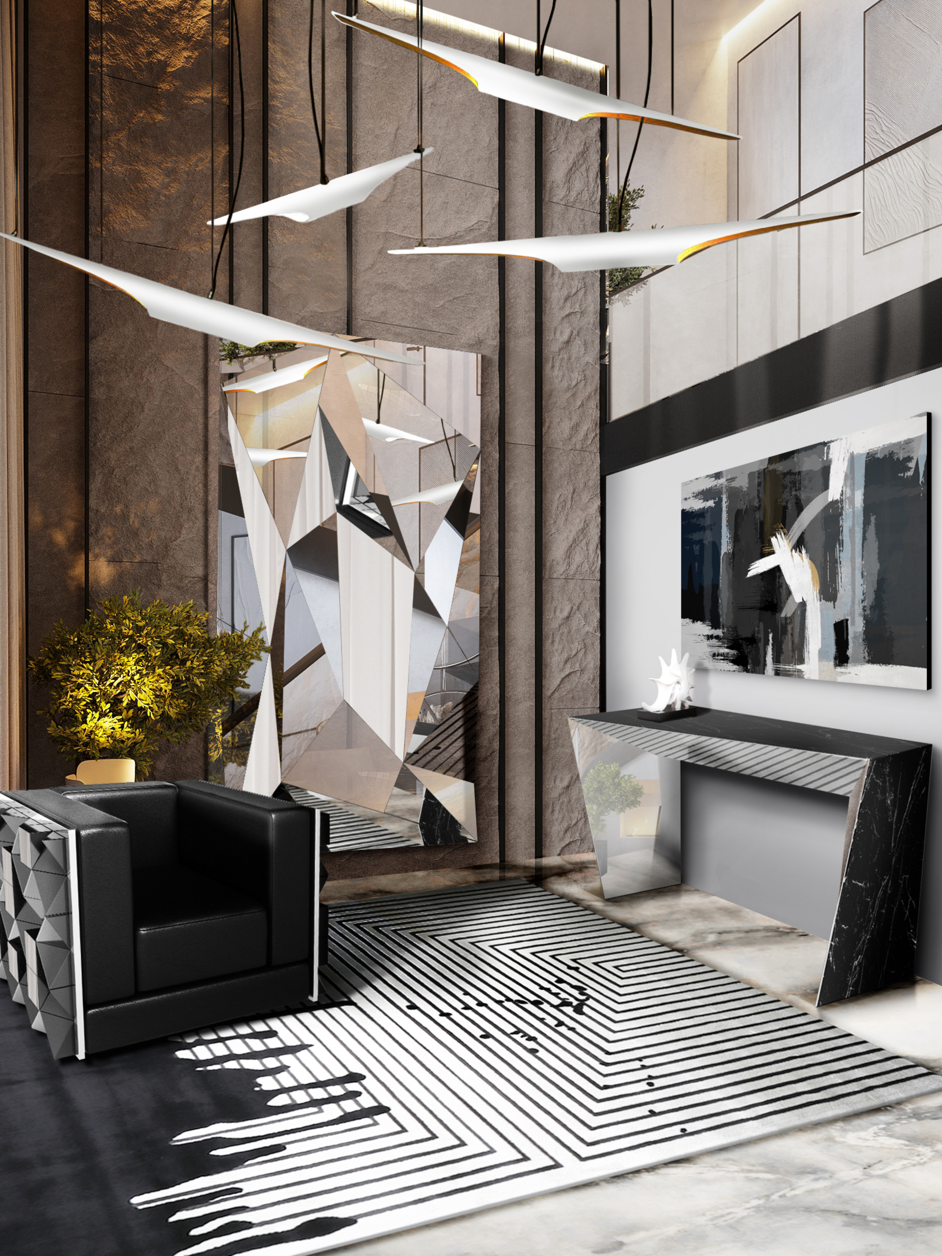 Luxurious and Contemporary Living Room with Valencia&nbsp;Rug by Rug'Society