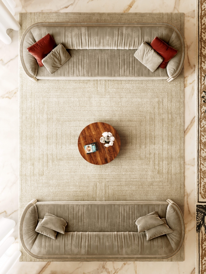 Luxurious Hotel Lobby Design With Redleh II And White Garden&nbsp;Rug by Rug'Society