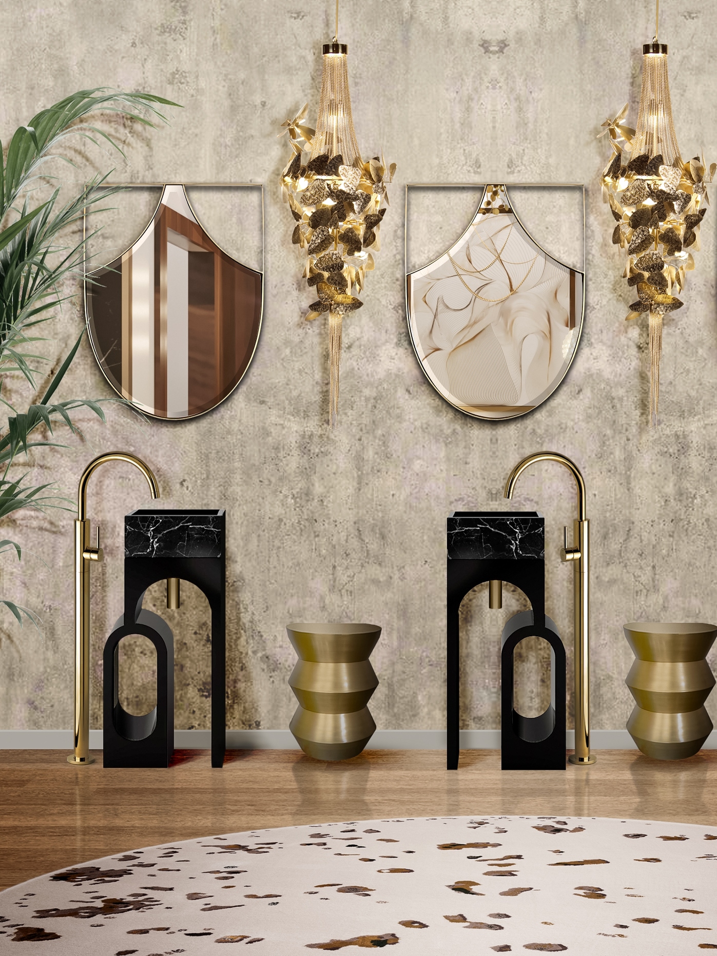 Luxurious Master Bathroom Decor With Oslo&nbsp;Rug by Rug'Society