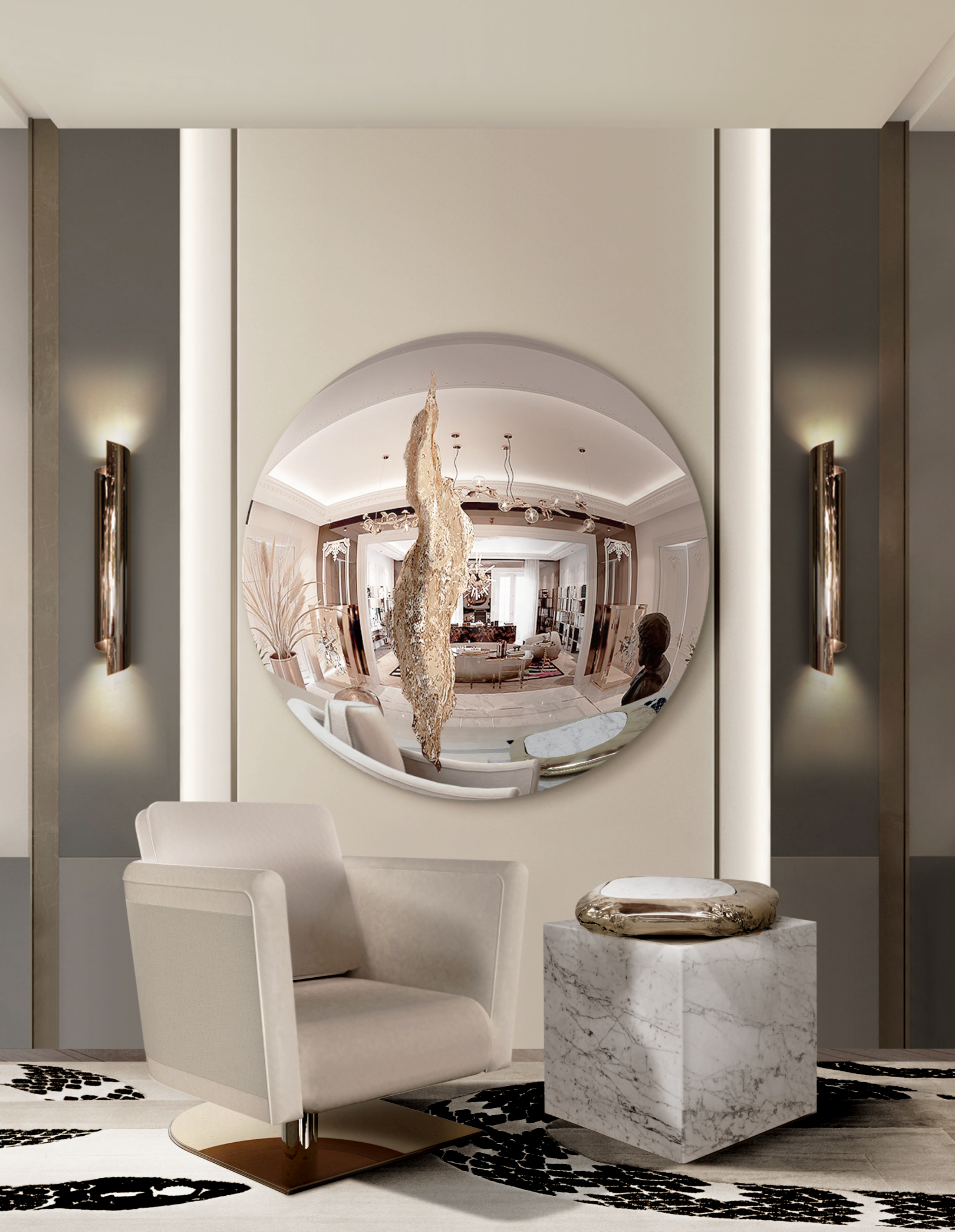 Luxurious reading corner with the Imperial snake&nbsp;rug by Rug'Society