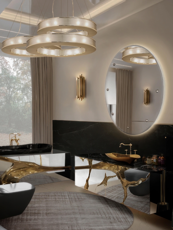Luxury Bathroom Design With The White Garden Round&nbsp;Rug by Rug'Society