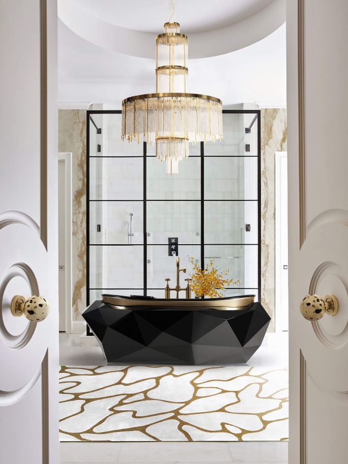 Luxury Bathroom in Gold Tones With Cell&nbsp;Rug by Rug'Society