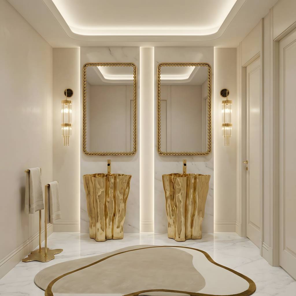 Luxury Bathroom With Blush&nbsp;Rug by Rug'Society