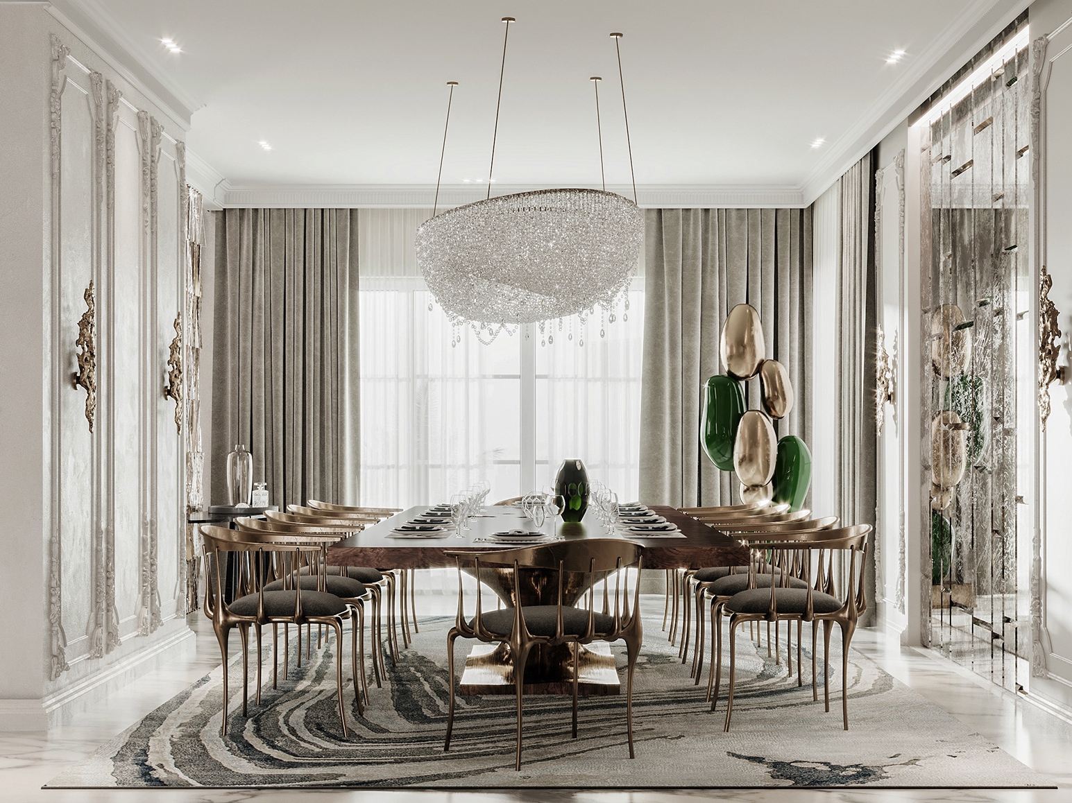 Luxury Contemporary dining room with AGATHA&nbsp;RUG by Rug'Society