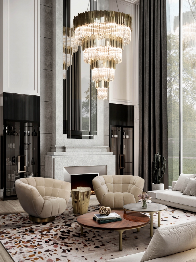 Luxury Elegant Living Room With Terrazzo&nbsp;Rug by Rug'Society