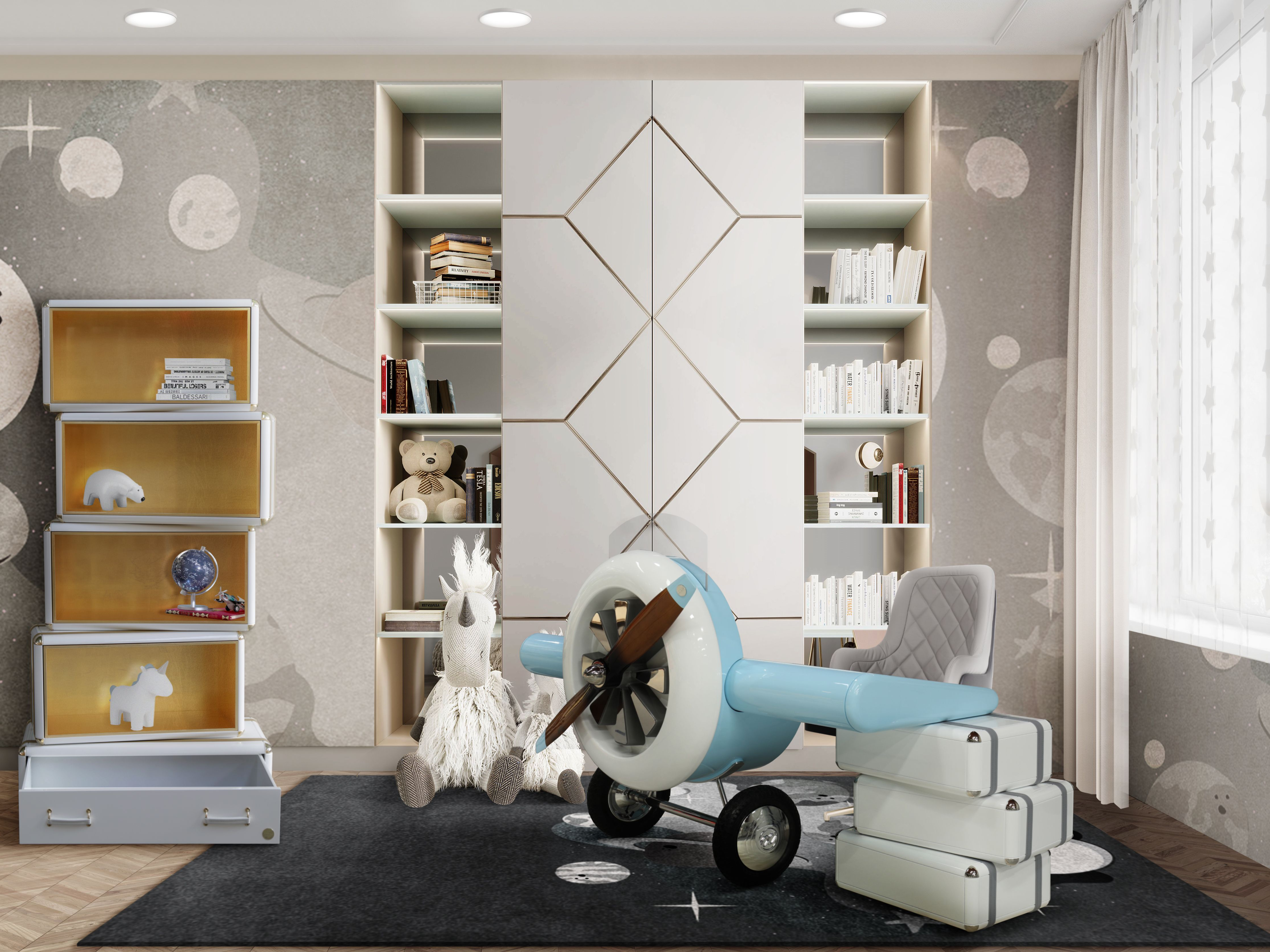 Magical Bedroom with the Planet Party&nbsp;Rug by Rug'Society