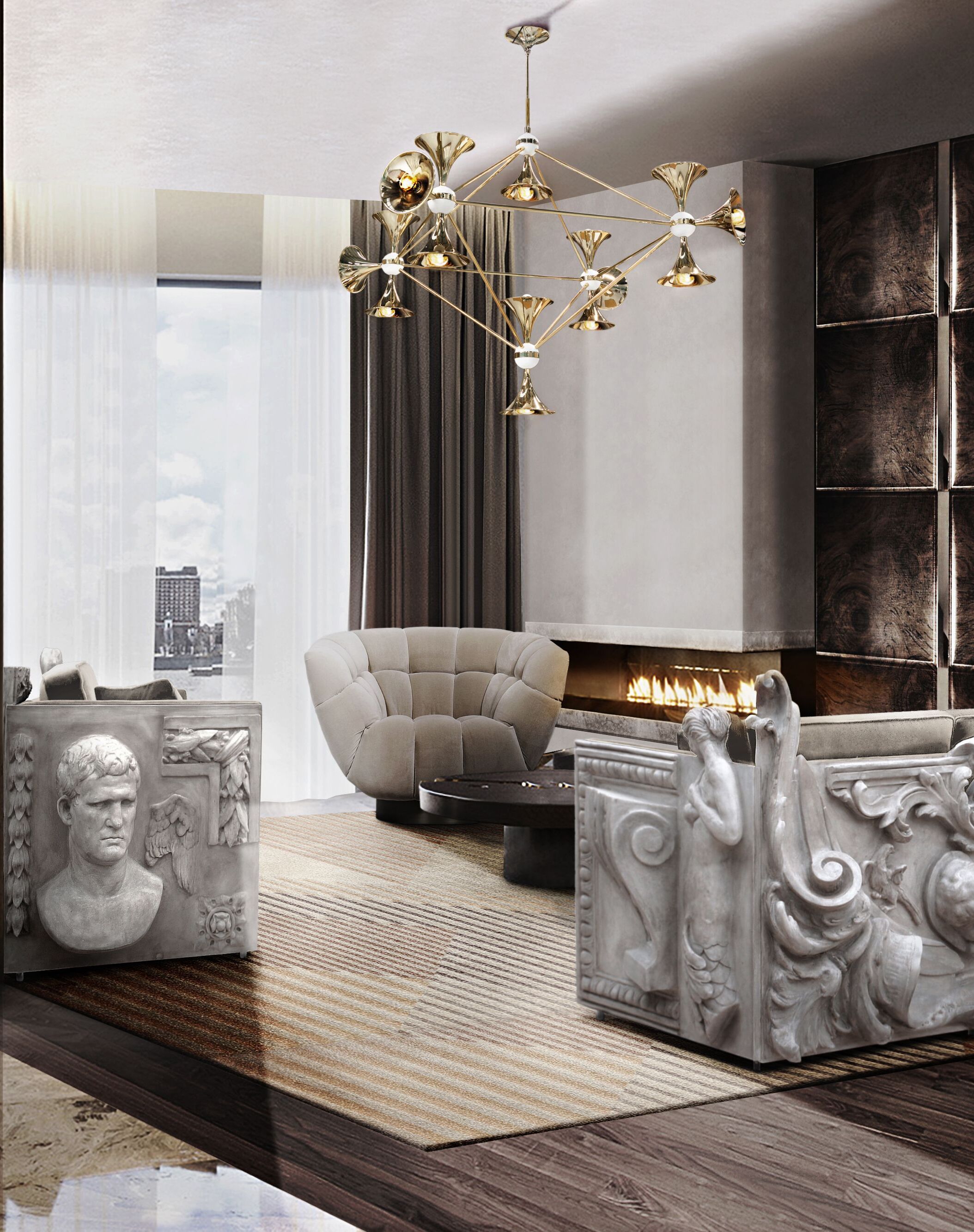 Majestic Living Room With Air Geometric&nbsp;Rug by Rug'Society