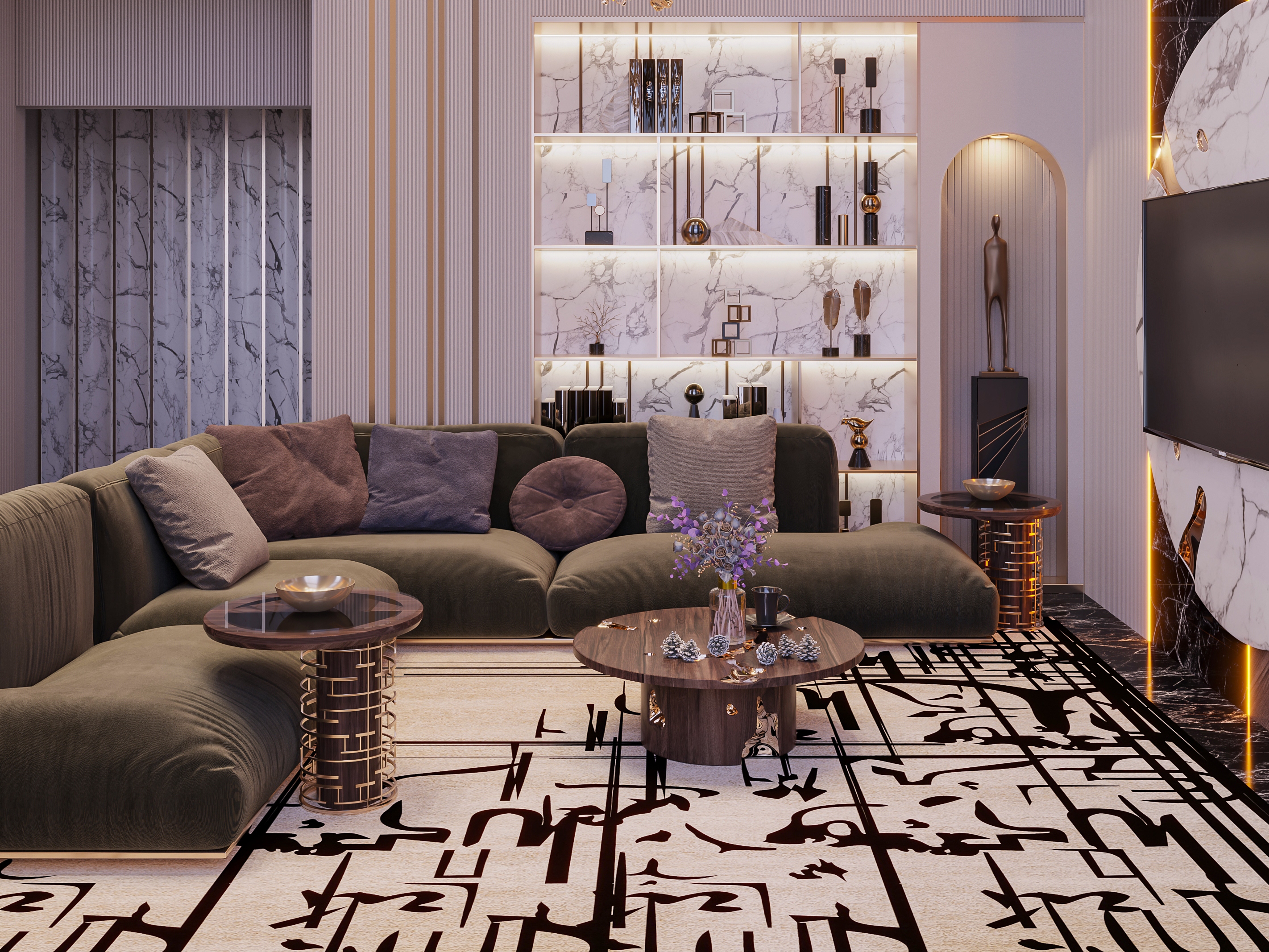 Majestic Modern contemporary Living Room With Black Ink&nbsp;Rug by Rug'Society