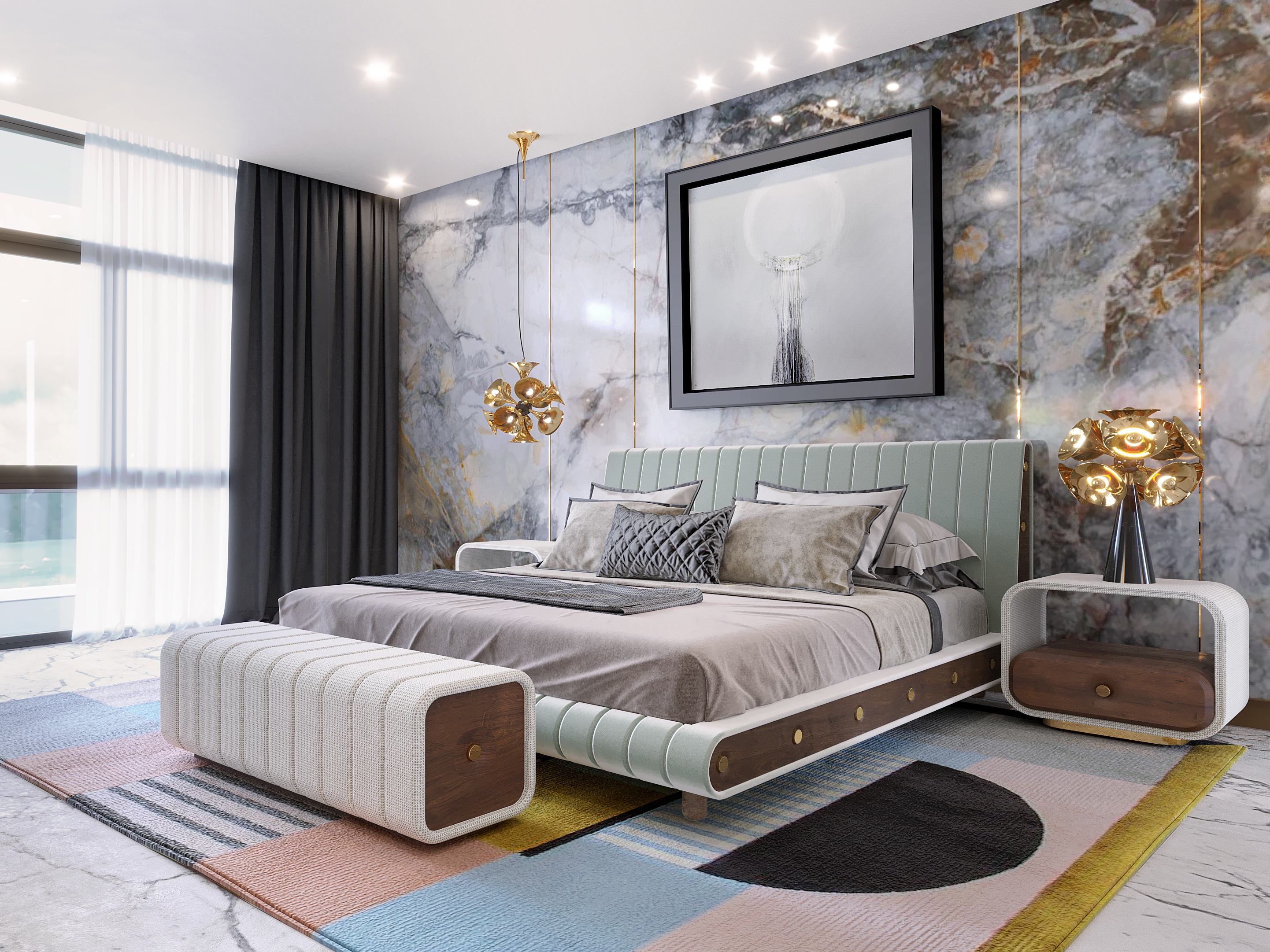 MID-CENTURY BEDROOM DECOR WITH ISAAC&nbsp;RUG by Rug'Society