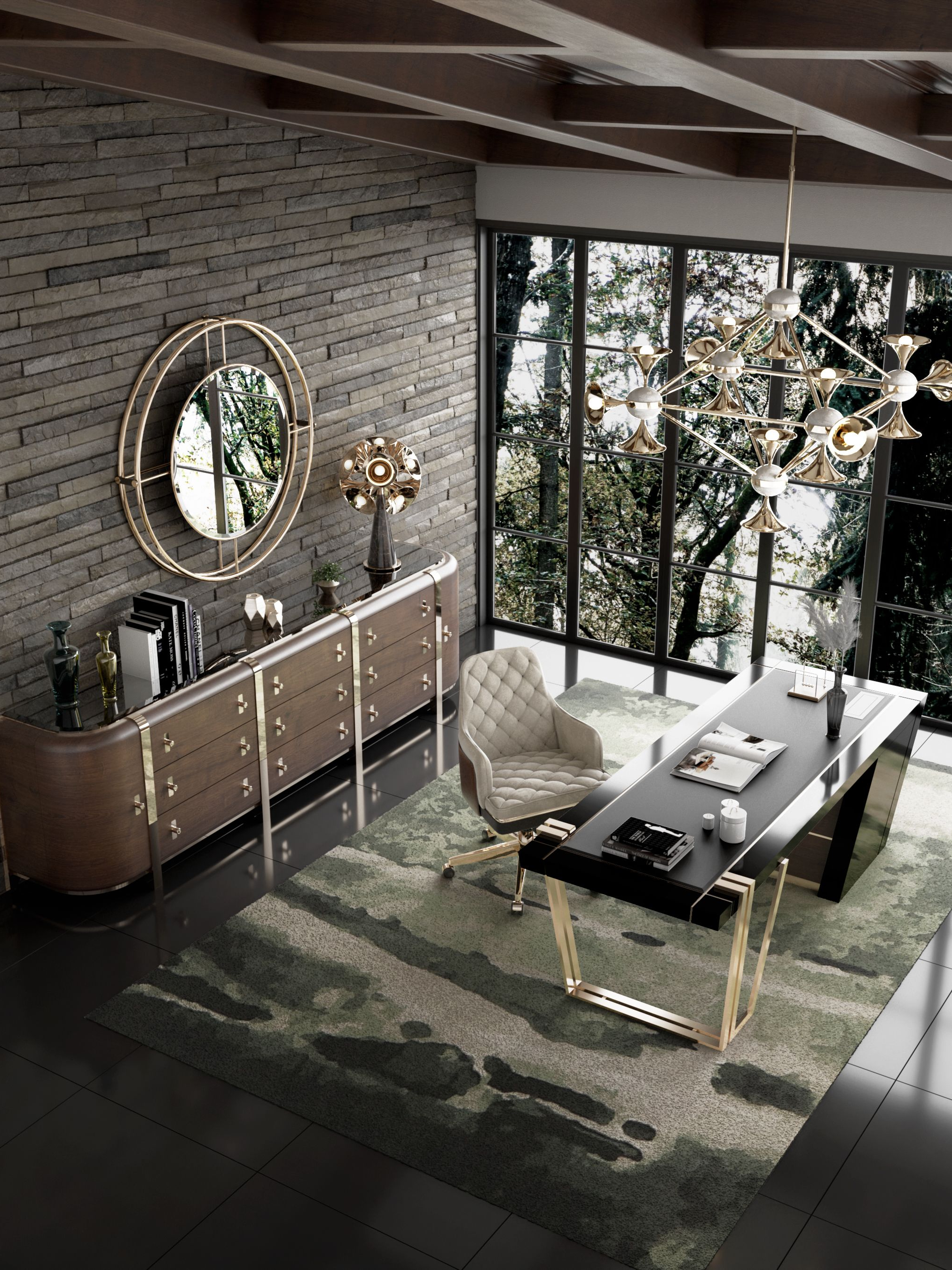 Mid-Century Home Office With Möos&nbsp;Rug by Rug'Society