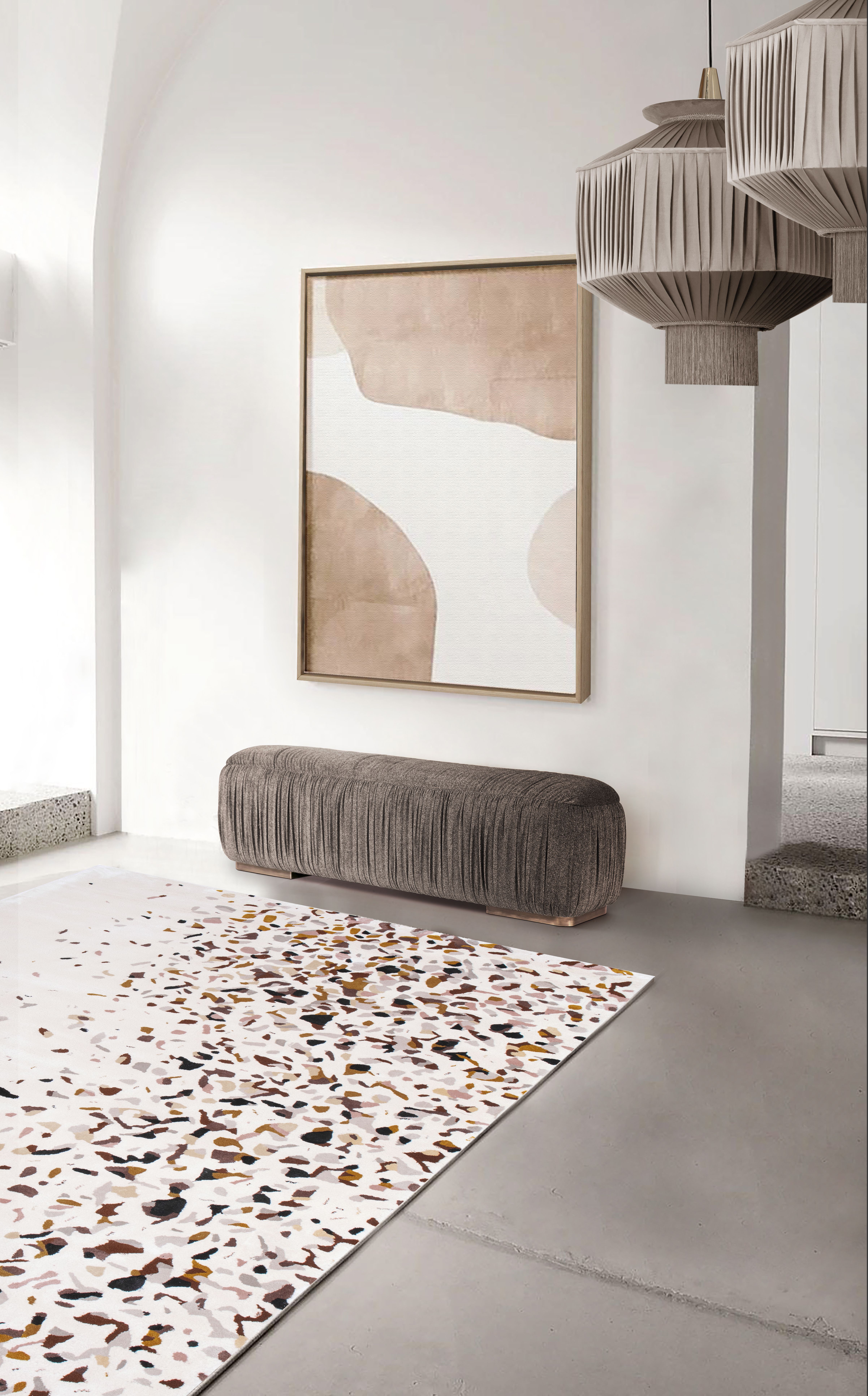 Mid-Century Living Room With Terrazzo&nbsp;Rug by Rug'Society