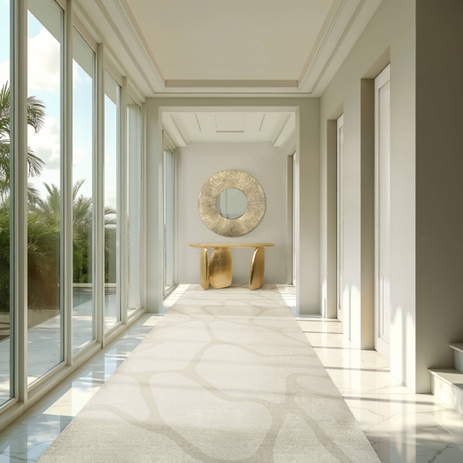 Minimalist Contemporary Hallway With Cell II&nbsp;Rug by Rug'Society