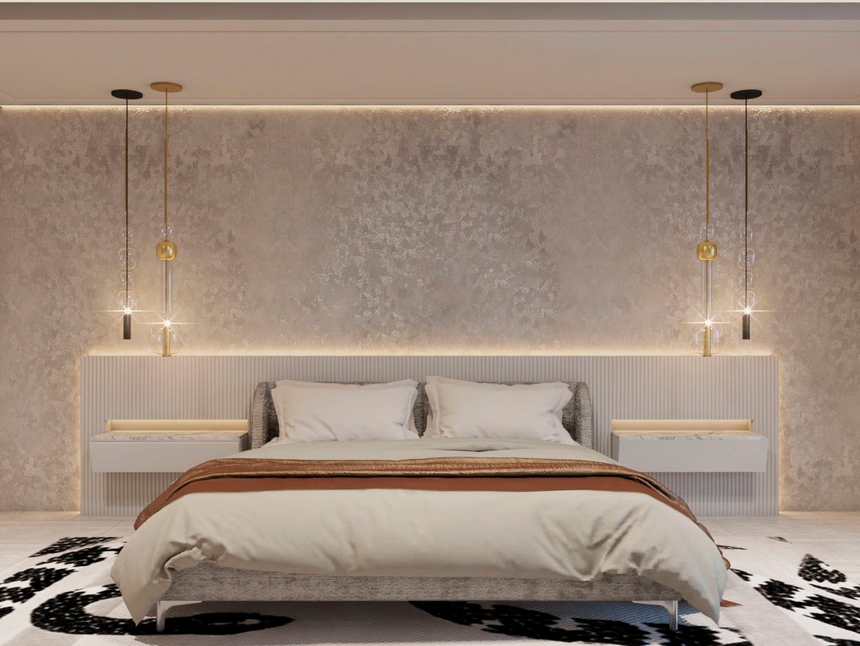 Minimalist neutral bedroom decor with Imperial Snake&nbsp;Rug by Rug'Society