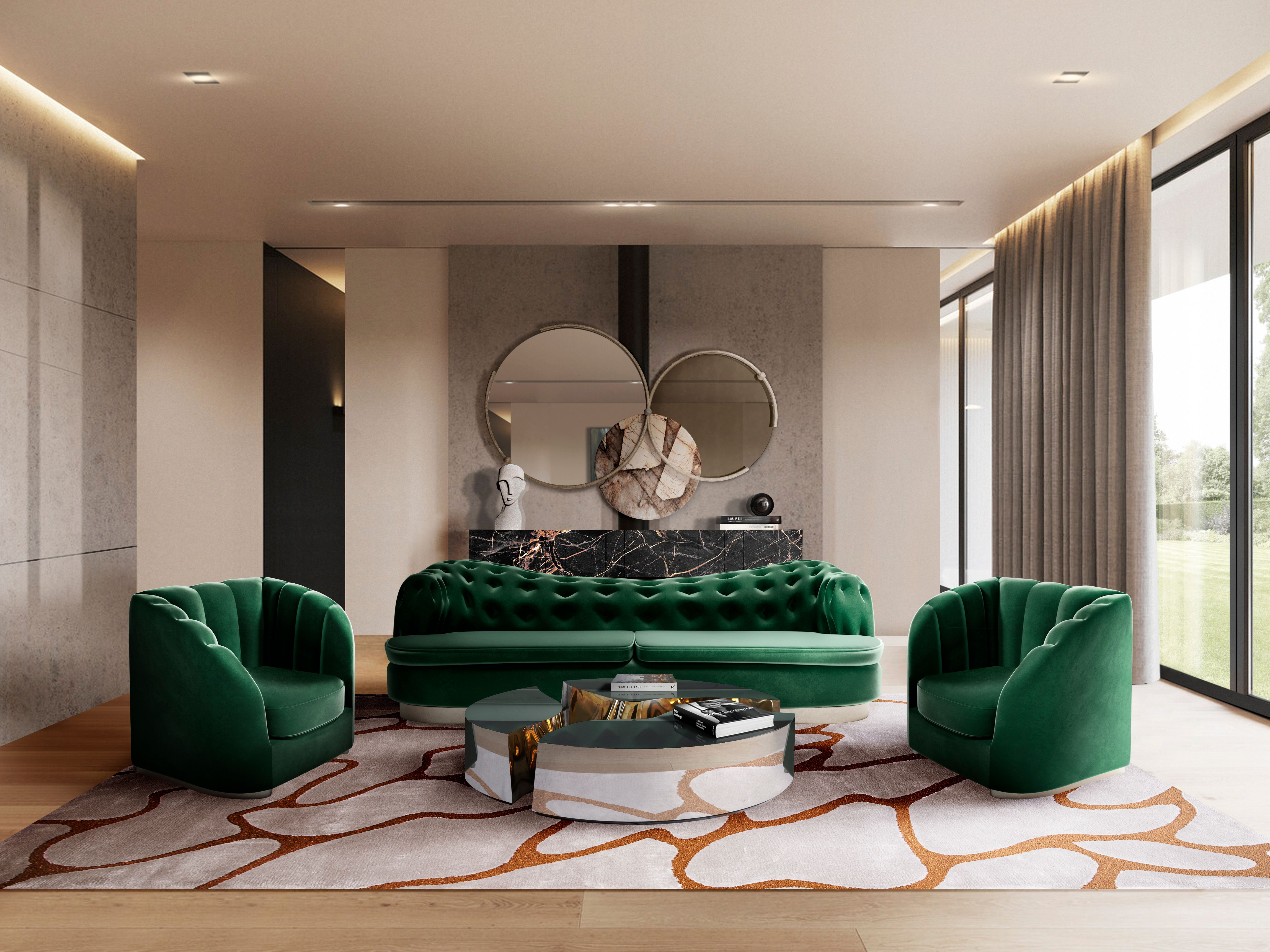 Modern and Dazzling Living Room with Neutral Cell&nbsp;Rug by Rug'Society