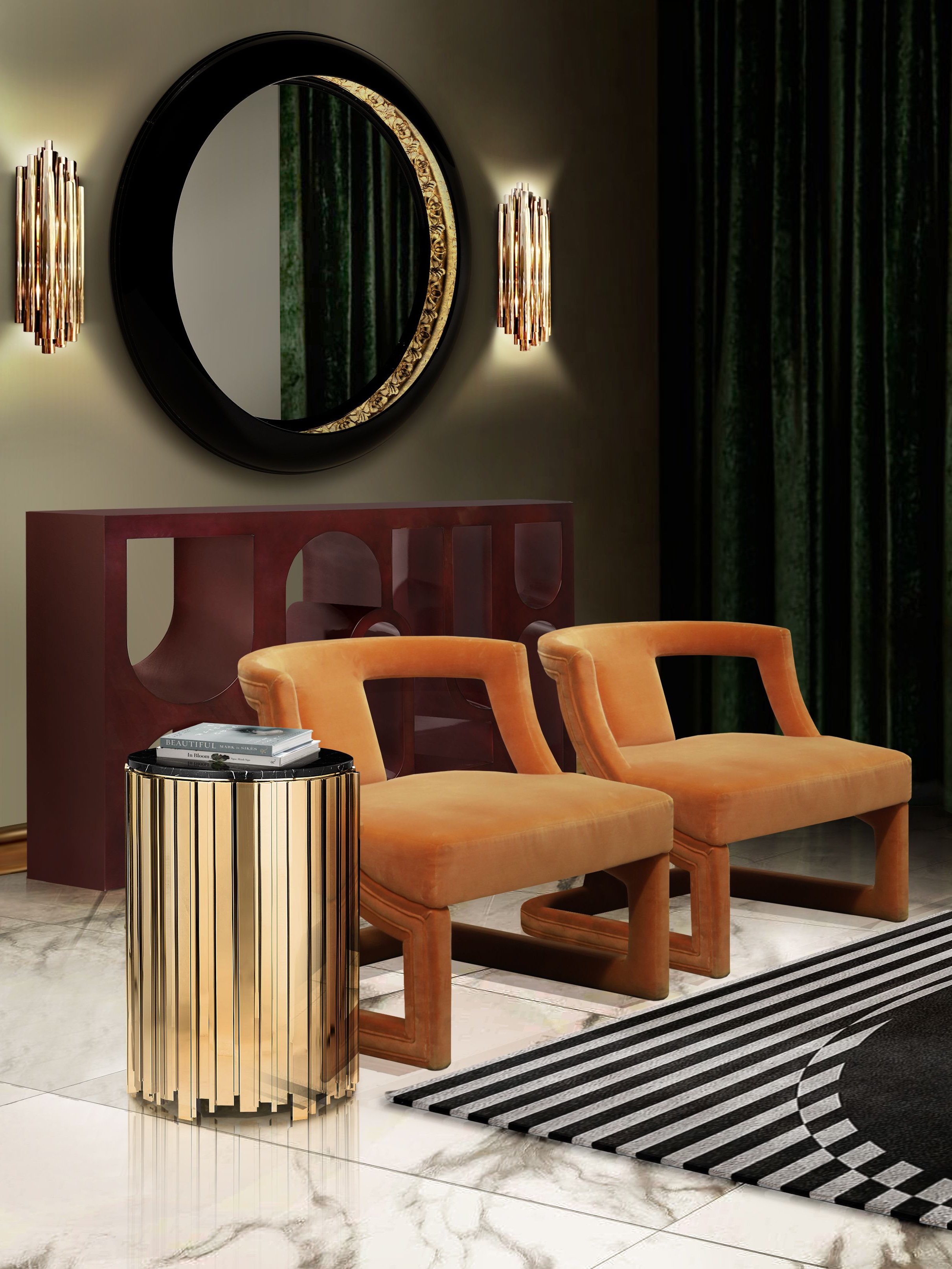 Modern and Eclectic Living Room with the Ocli&nbsp;Rug by Rug'Society