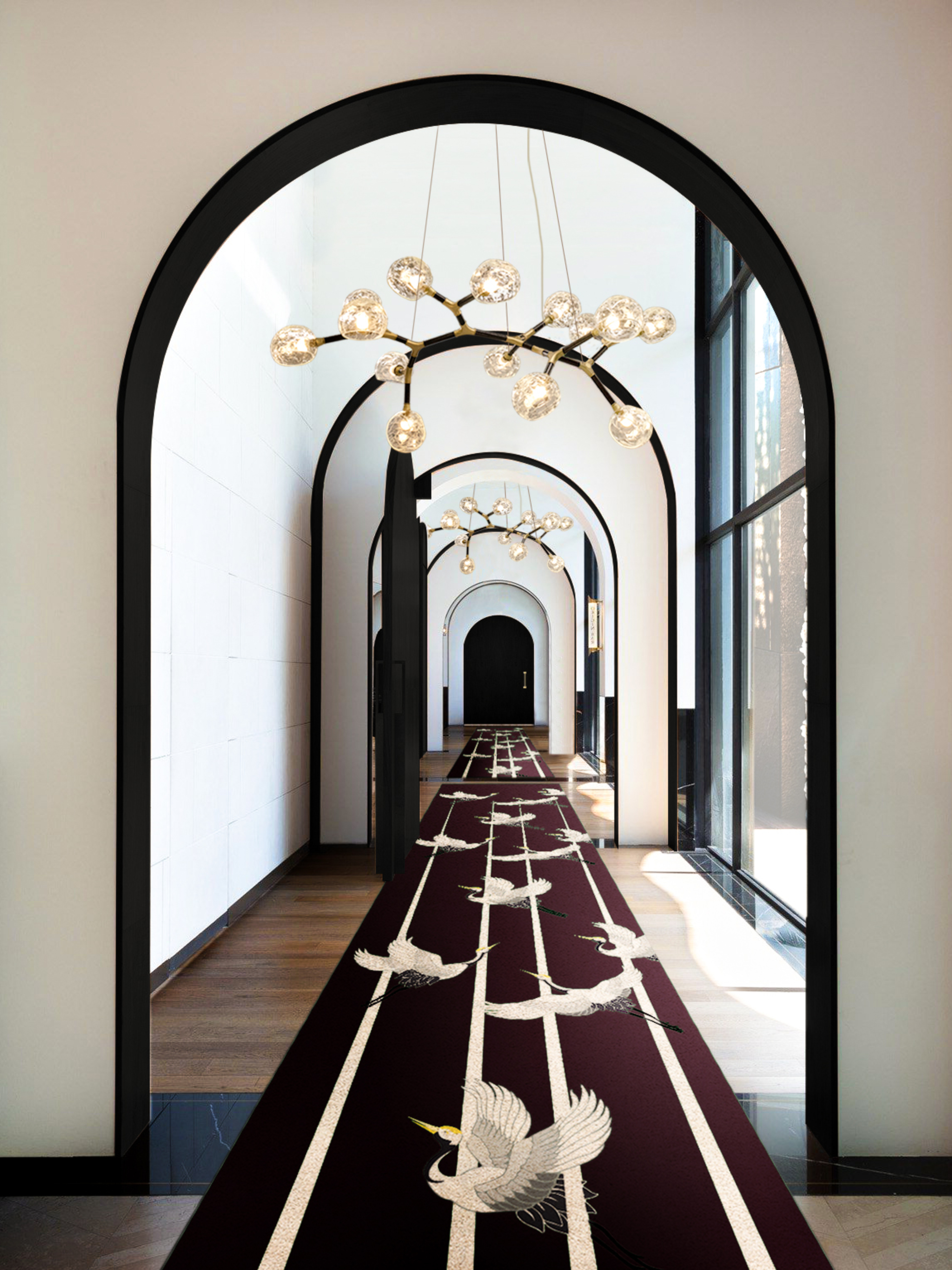 Modern and sophisticated hallway design with Heron&nbsp;rug by Rug'Society
