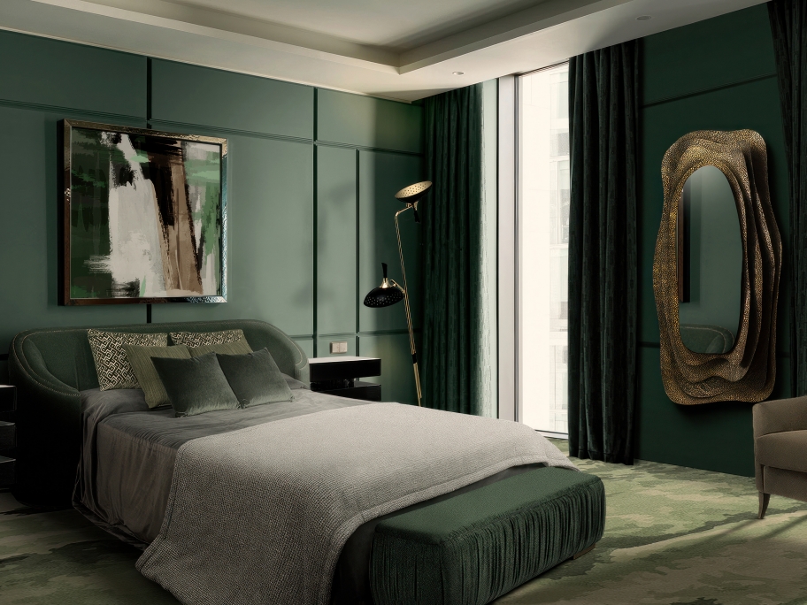 MODERN BEDROOM DESIGN WITH THE MÖOS RUG AND A GREEN&nbsp;PALETTE by Rug'Society