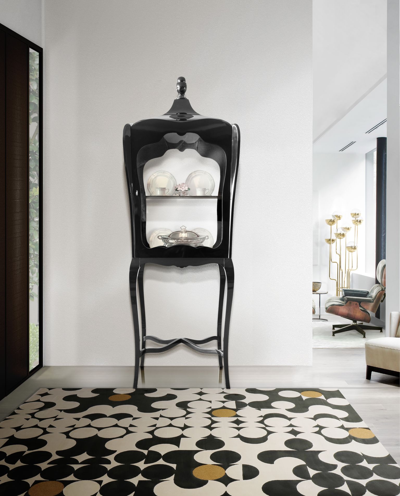 Modern Classic Entryway With Yarsa Colorful&nbsp;Rug by Rug'Society