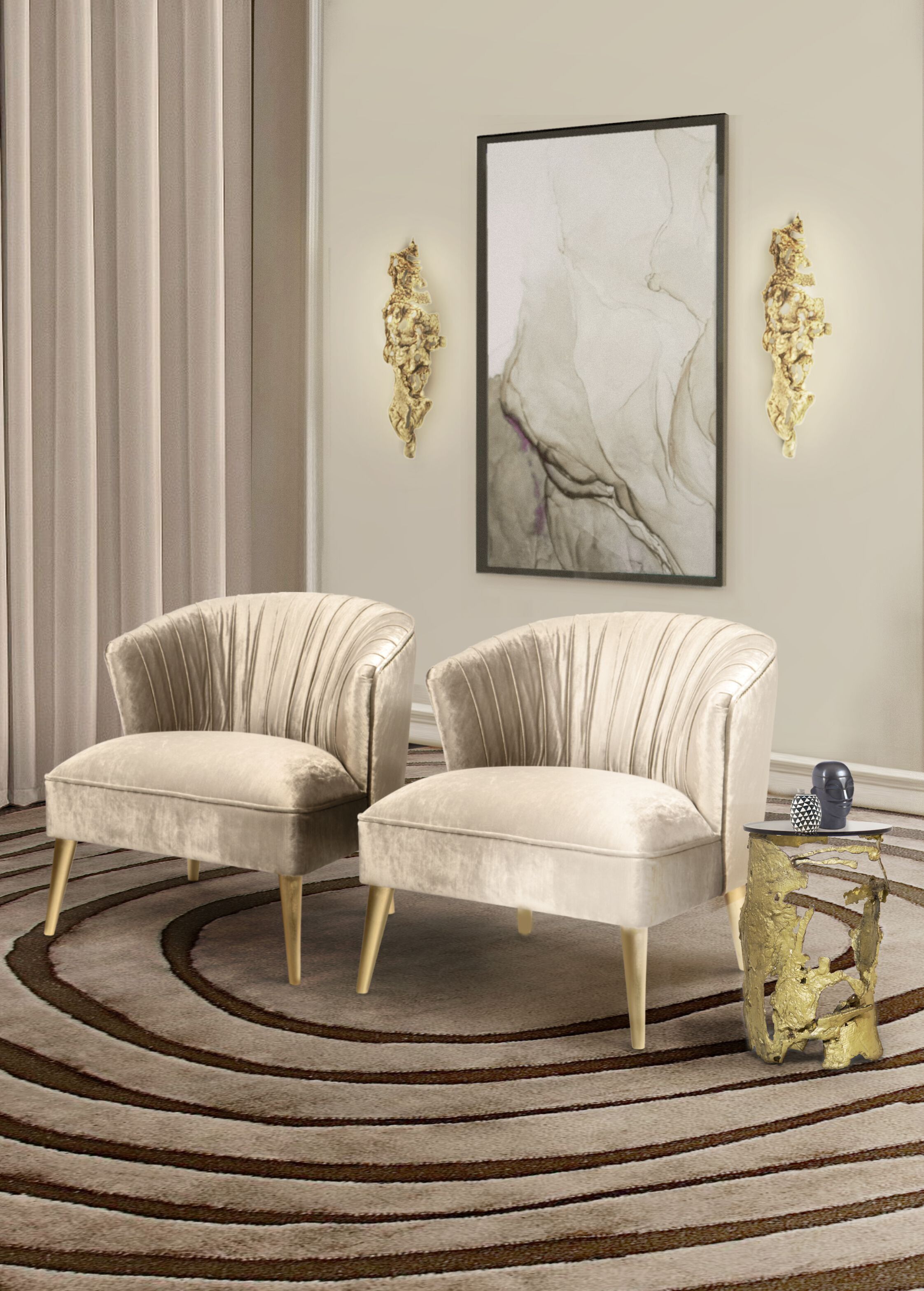 Modern Classic Living Room With Eye Contemporary&nbsp;Rug by Rug'Society