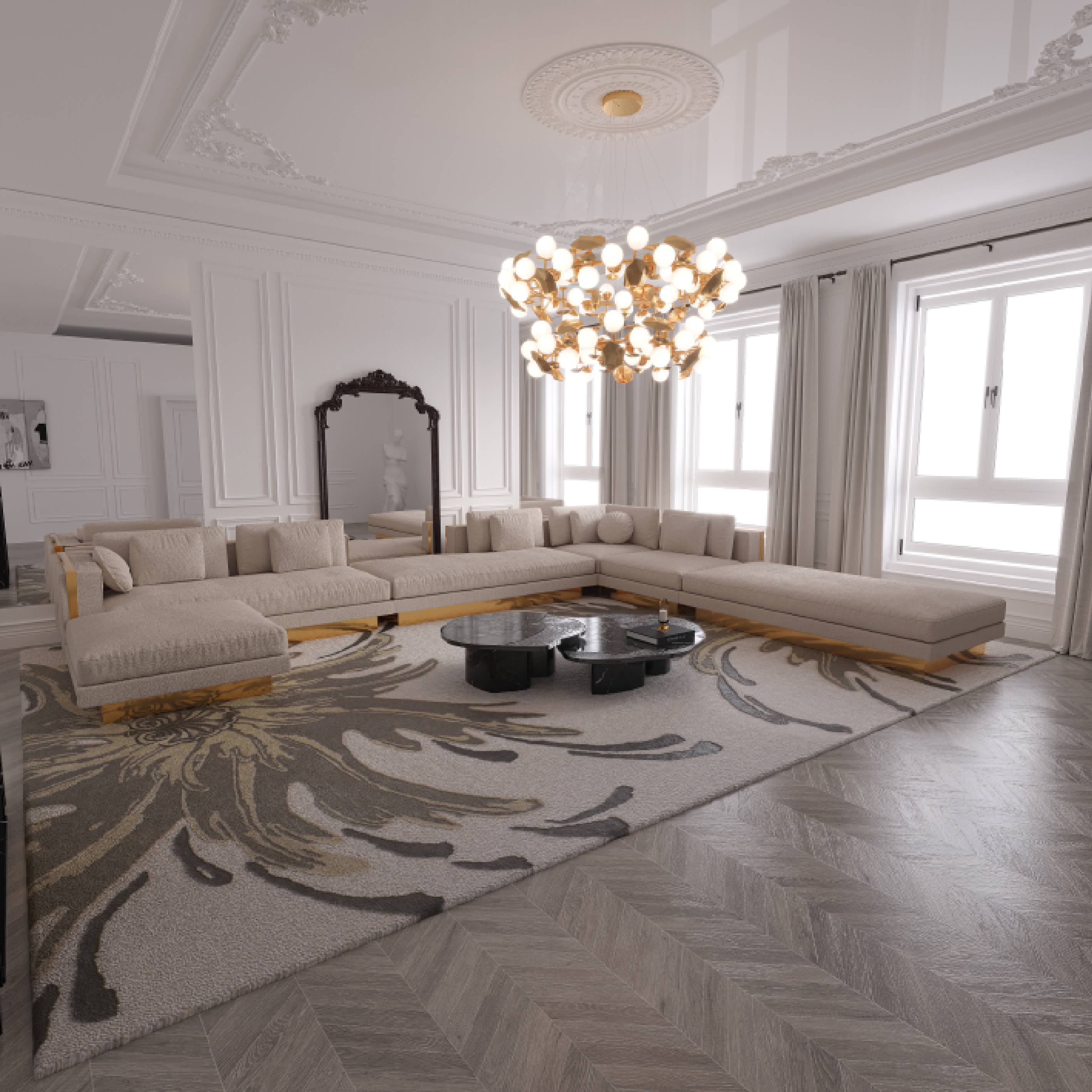 Modern Classic Neutral Tones Living Room With Neptuno&nbsp;Rug by Rug'Society