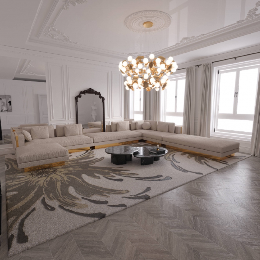 Modern Classic Neutral Tones Living Room With Neptuno&nbsp;Rug by Rug'Society
