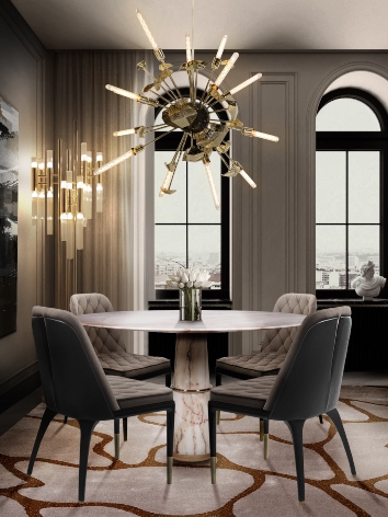 MODERN CONTEMPORARY DINING ROOM WITH NEUTRAL CELL AREA&nbsp;RUG by Rug'Society