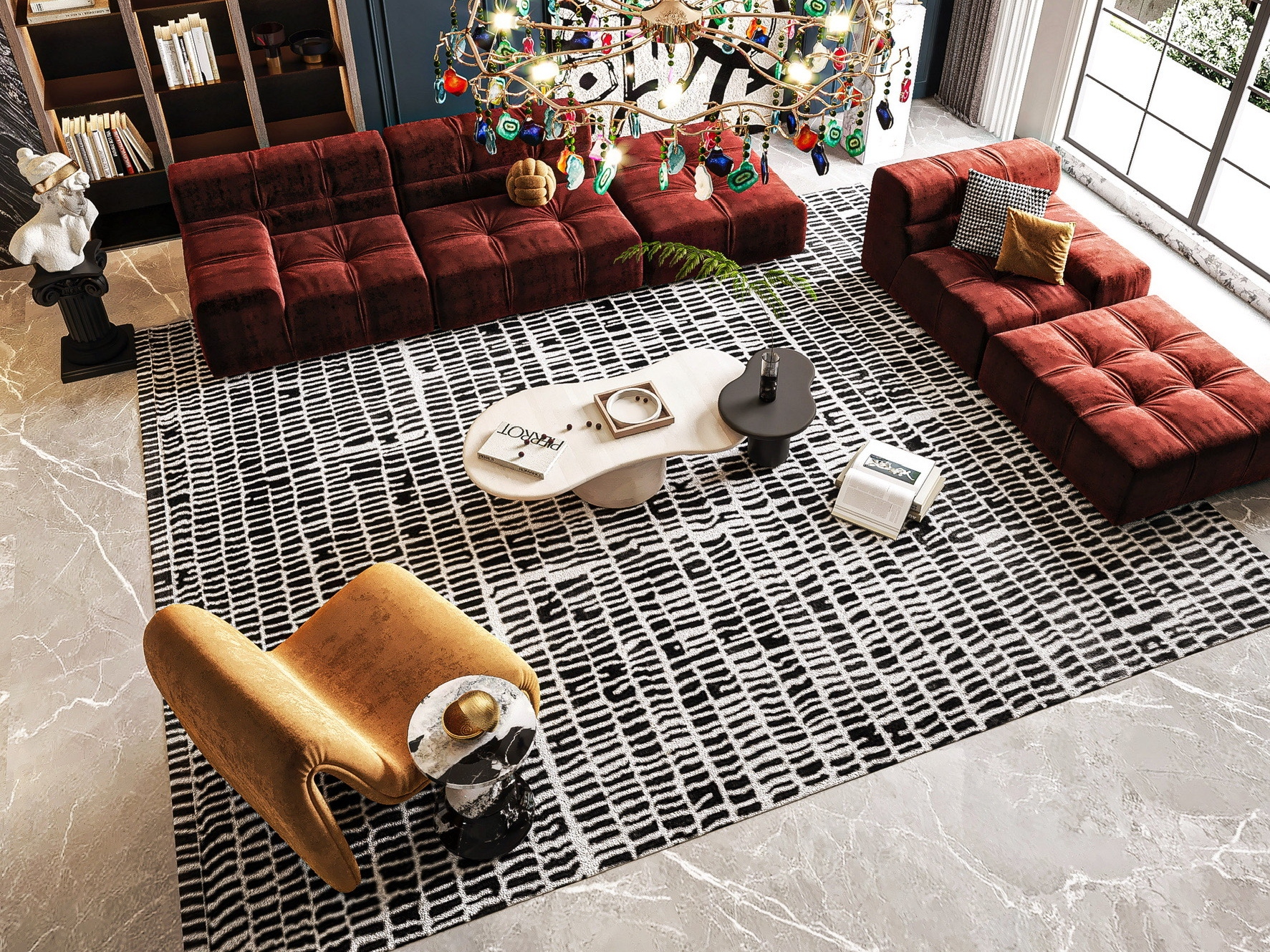 modern contemporary living room with luxury Coll&nbsp;Rug by Rug'Society