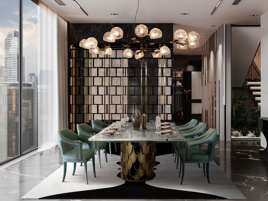 MODERN DINING ROOM DESIGN WITH THE VASE&nbsp;RUG by Rug'Society