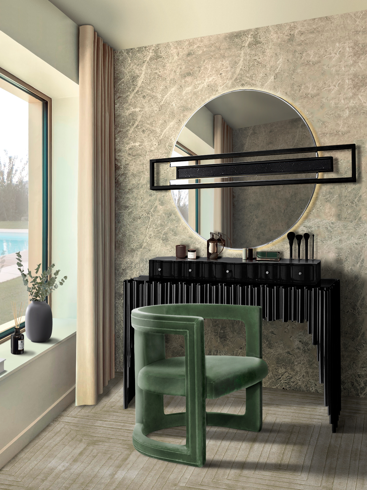 MODERN DRESSING ROOM DECOR WITH THE WHITE GARDEN&nbsp;RUG by Rug'Society