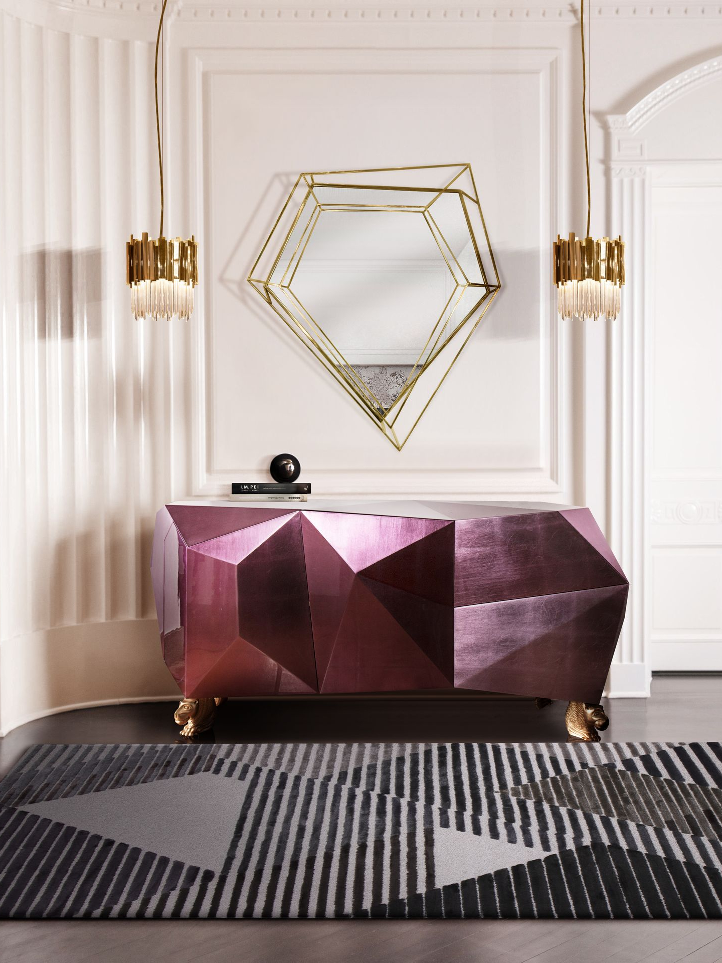 Modern Entryway With Air Geometric&nbsp;Rug by Rug'Society
