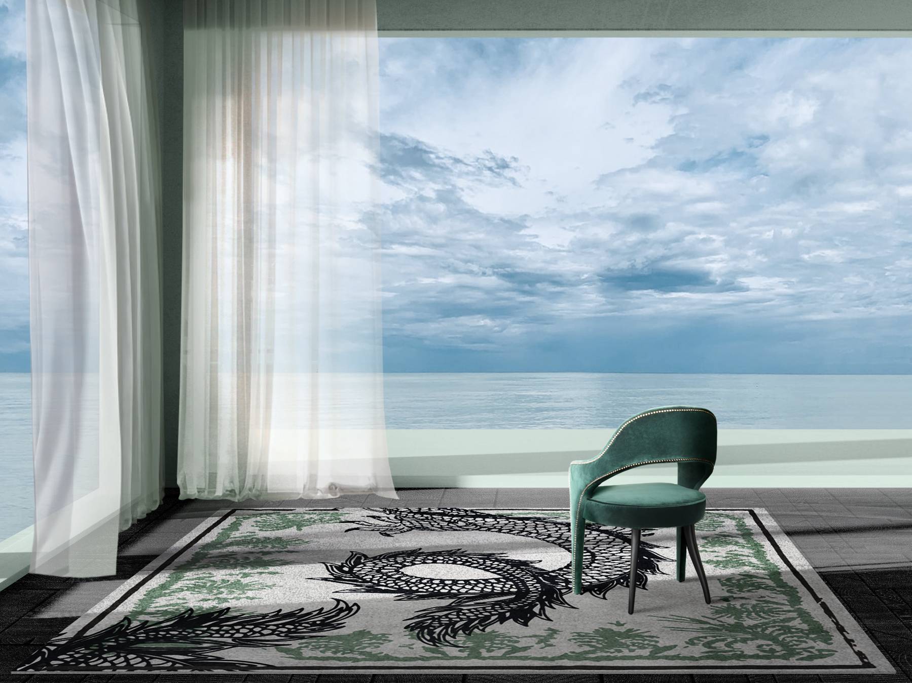 MODERN GALLERY WITH THE BOLD REDLEH SQUARE&nbsp;RUG by Rug'Society