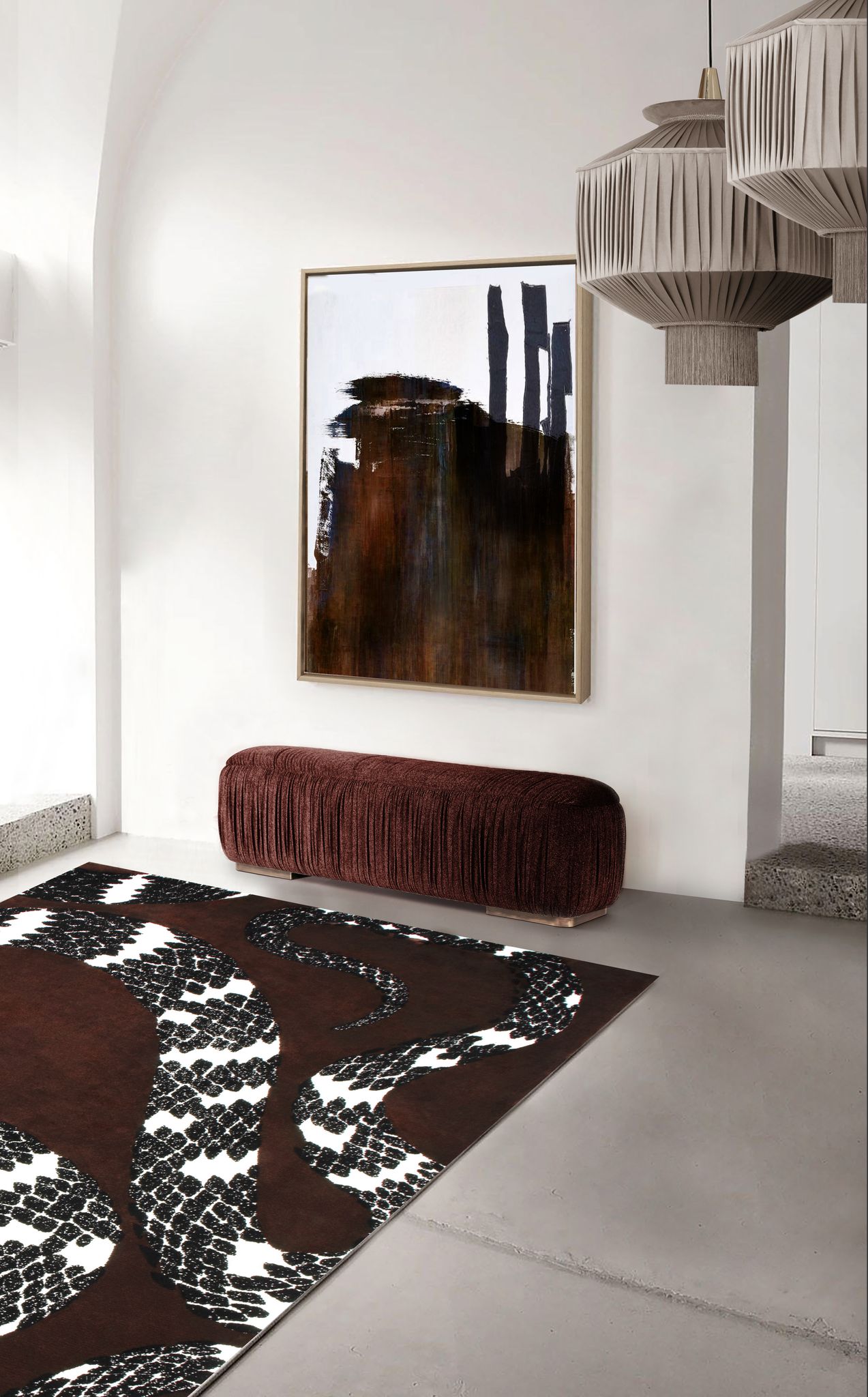 Modern Hallway With Snake 8 Botanical&nbsp;Rug by Rug'Society