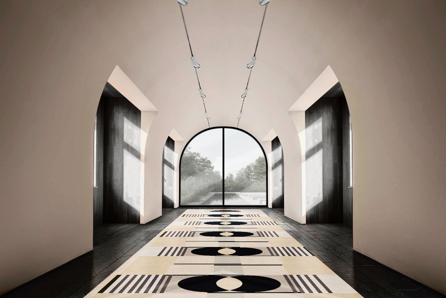 Modern Hallway with the geometric Isaac&nbsp;rug by Rug'Society