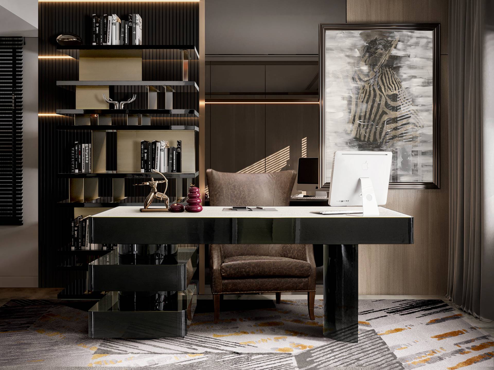 MODERN HOME OFFICE WITH THE XISTO&nbsp;RUG by Rug'Society