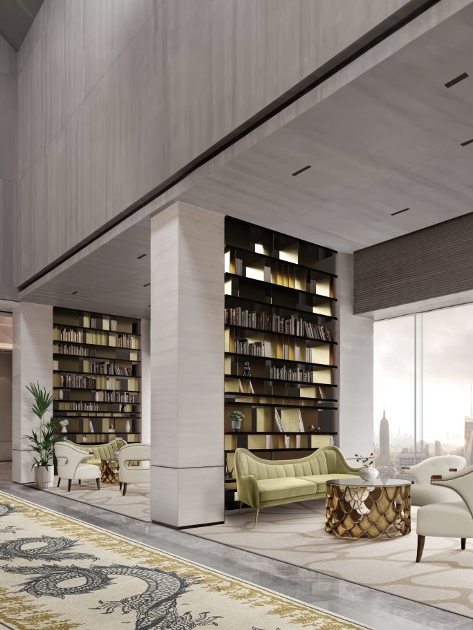 MODERN HOTEL AREA DESIGN WITH THE REDLEH II RUG AND THE CELL&nbsp;RUG by Rug'Society