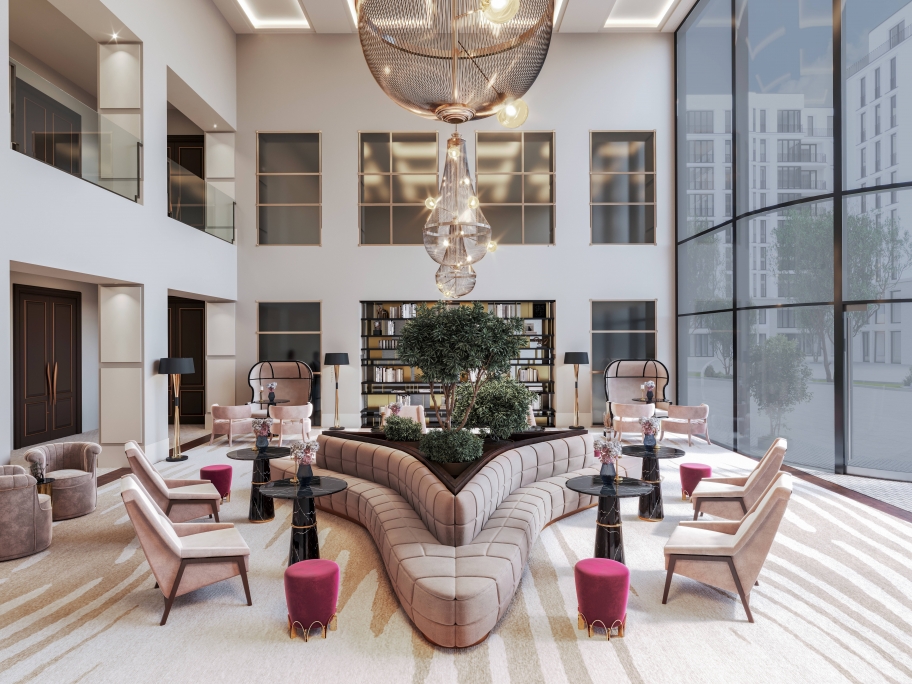 Modern Hotel Lobby With The Kotta&nbsp;Rug by Rug'Society