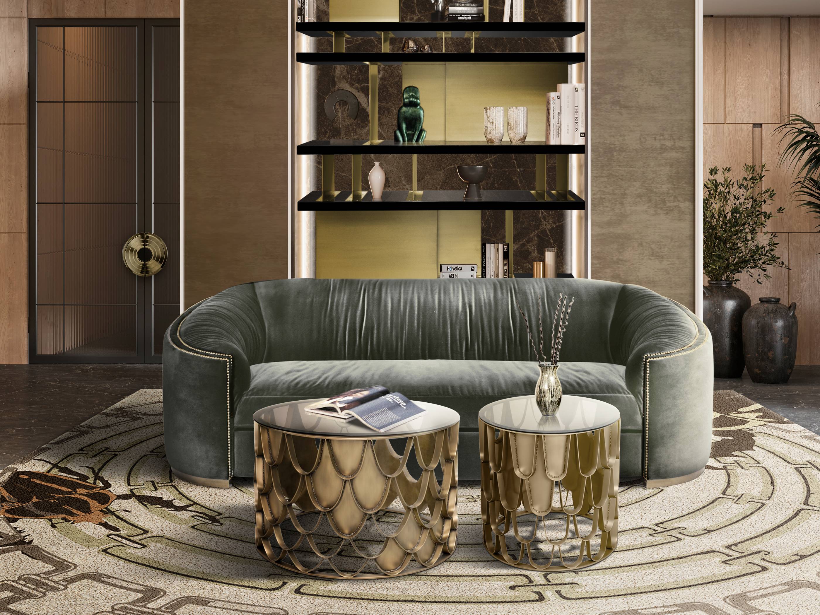 MODERN LIVING ROOM DECOR WITH THE GOLDEN BUGS SQUARE&nbsp;RUG by Rug'Society