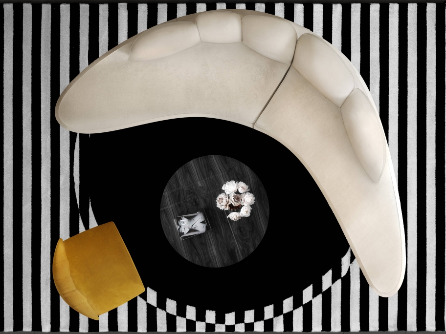 MODERN LIVING ROOM DESIGN WITH THE OCLI GEOMETRIC&nbsp;RUG by Rug'Society