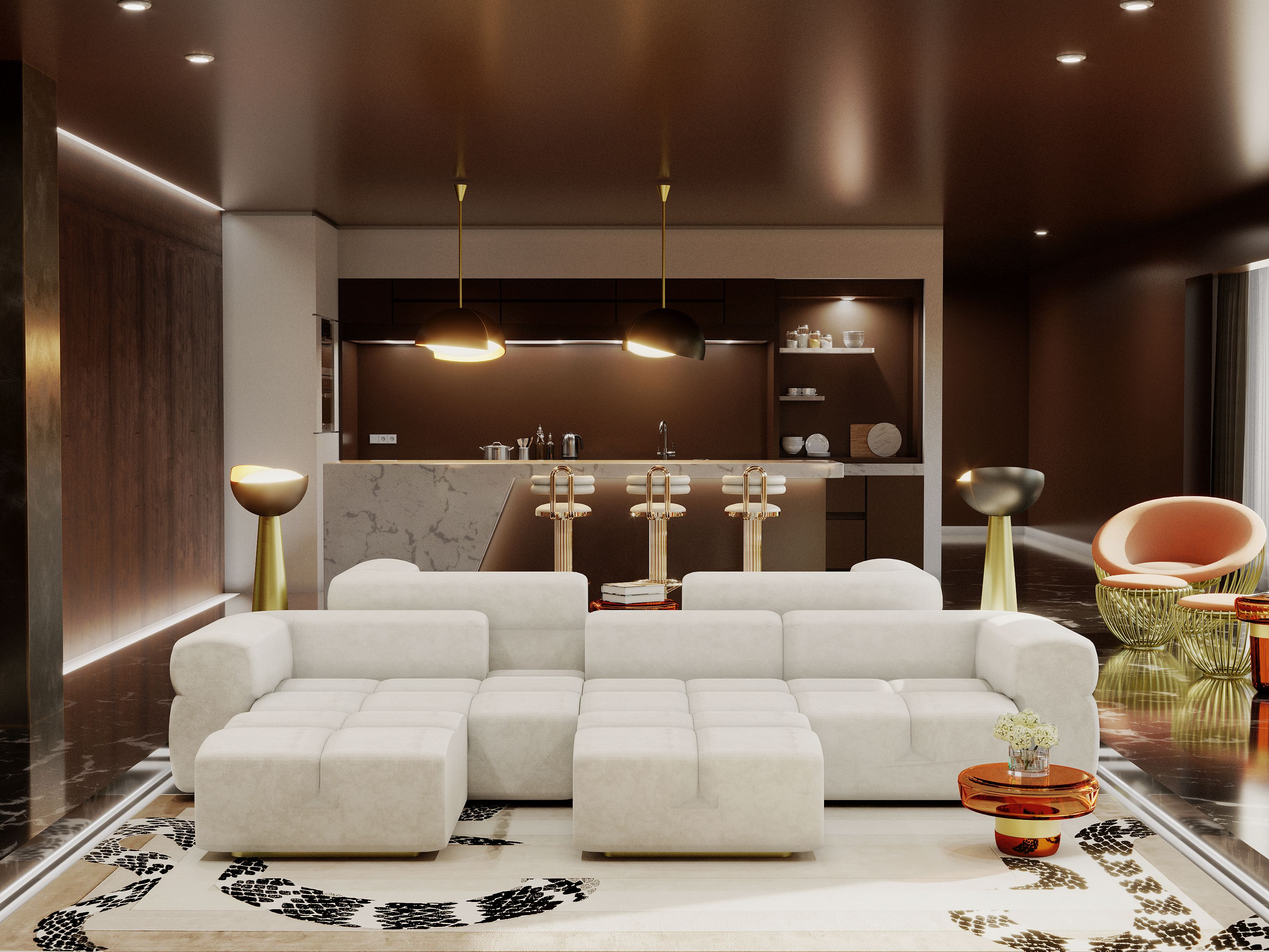 Modern Living Room With Imperial Snake Luxurious&nbsp;Rug by Rug'Society