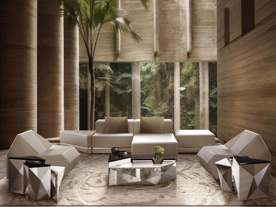 Modern Living Room With Merfilus Square&nbsp;Rug by Rug'Society