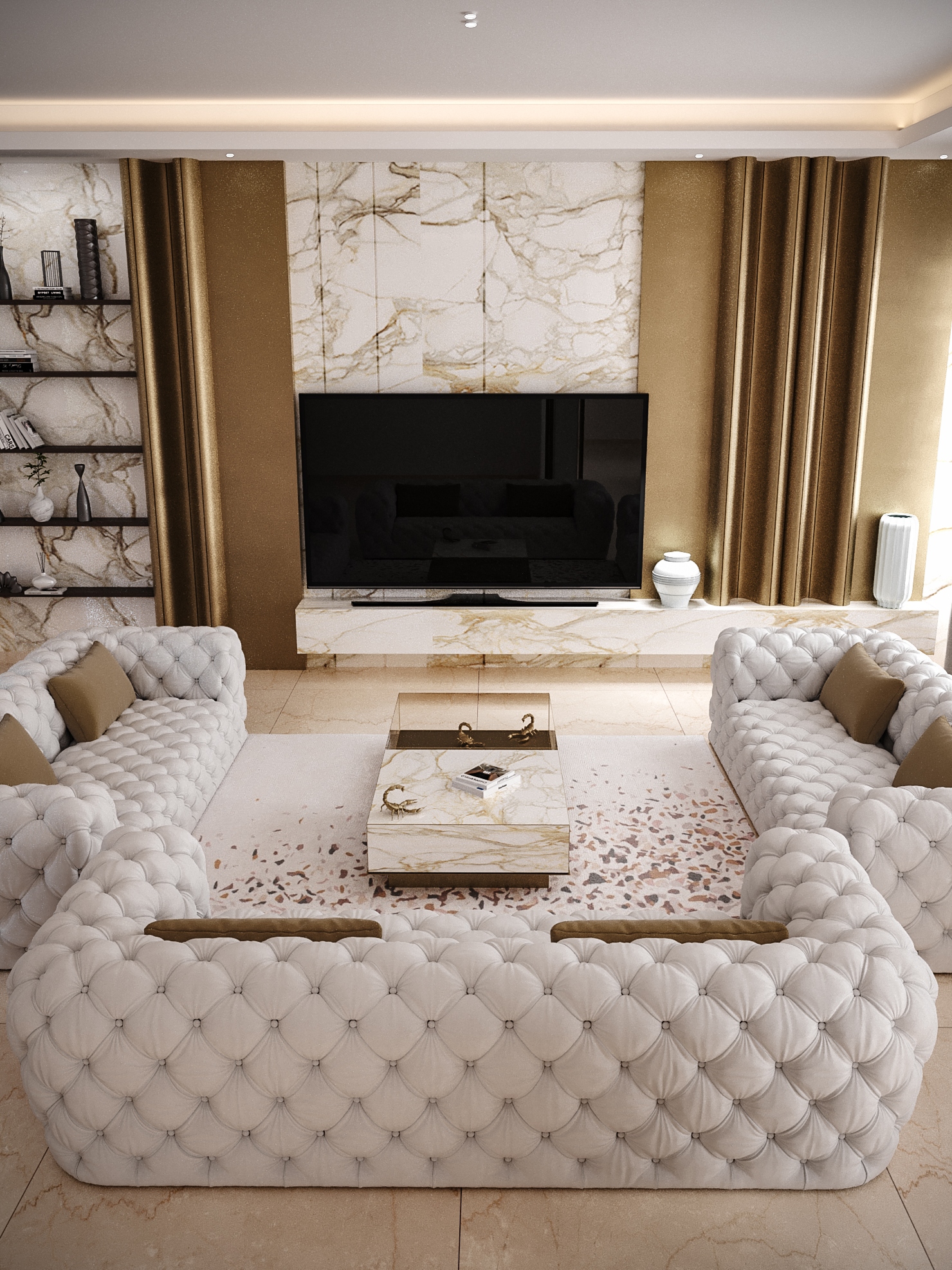 modern living room with Terrazzo&nbsp;Rug by Rug'Society