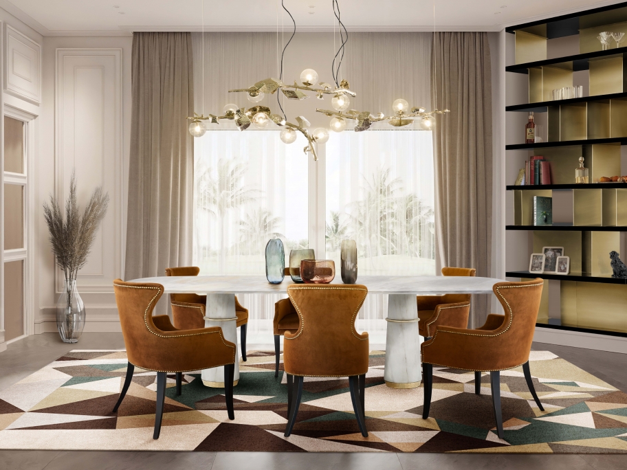 Modern Luxury Dining Room With Diamond&nbsp;Rug by Rug'Society