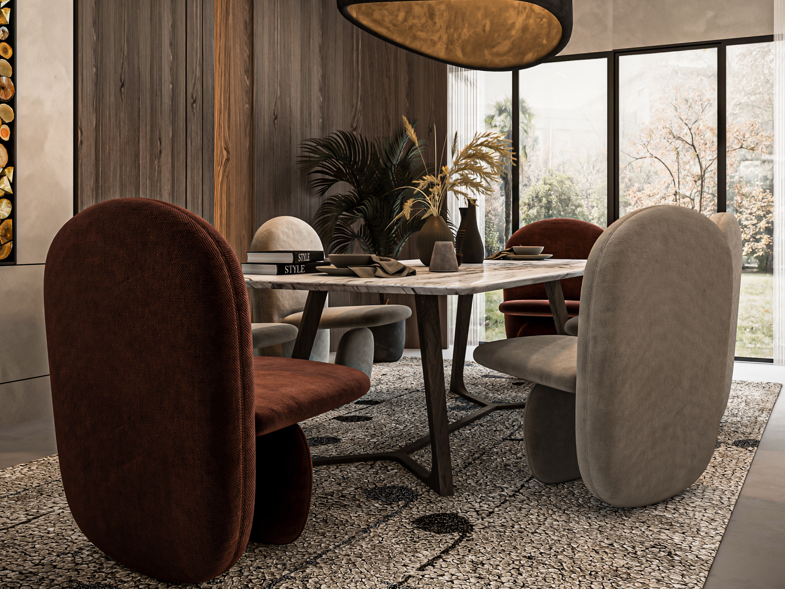 modern mid-century dining room With POPPY&nbsp;RUG by Rug'Society