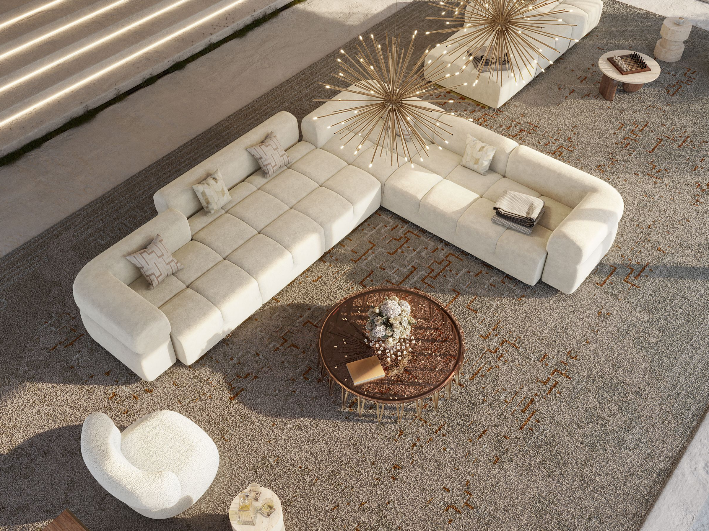 Modern Neutral Living Room With Ruin&nbsp;Rug by Rug'Society