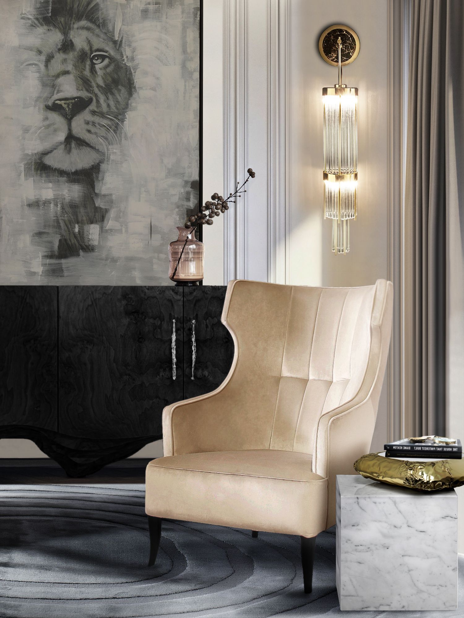 Modern Reading Corner that Exudes Comfort, Showcasing the Eye&nbsp;Rug by Rug'Society