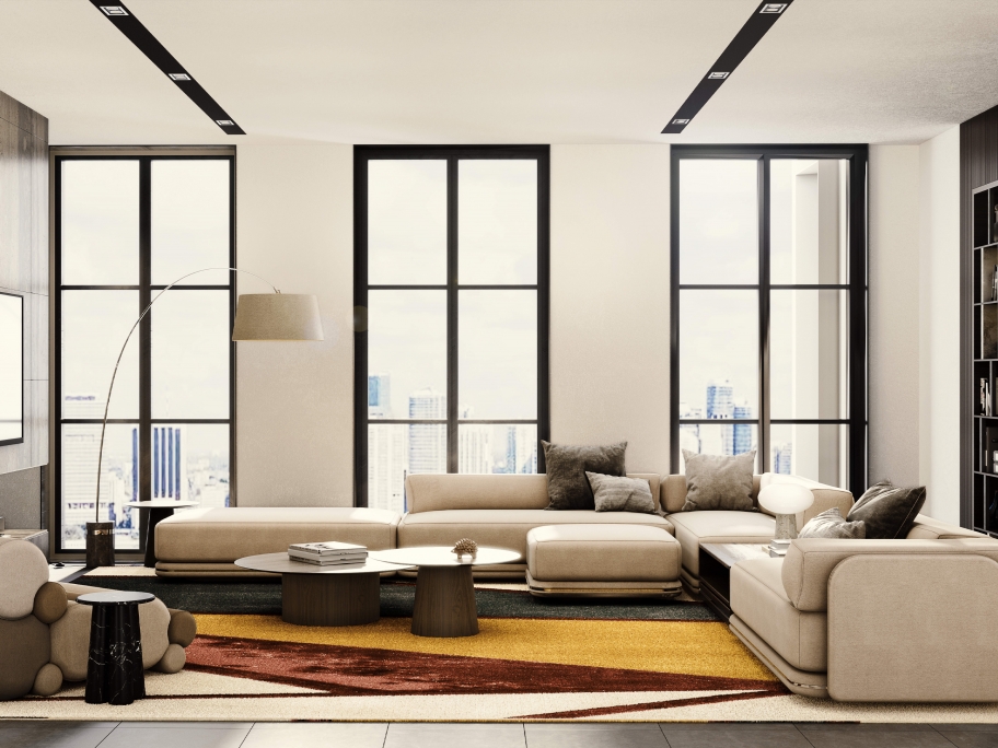 Modern Sleek Living Room With Bauhau&nbsp;Rug by Rug'Society