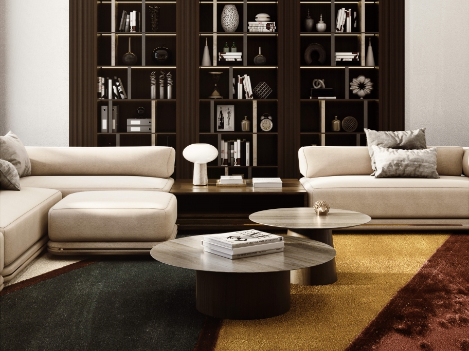 Modern Sleek Living Room With Bauhau&nbsp;Rug by Rug'Society
