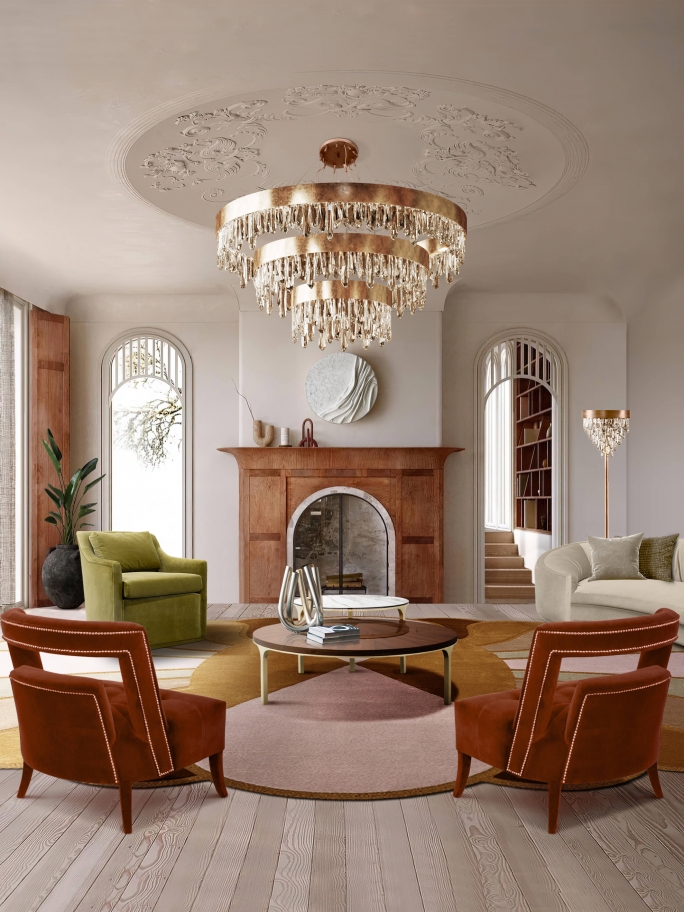 Modern Sophisticated Living Room With The Mermaid Round&nbsp;Rug by Rug'Society