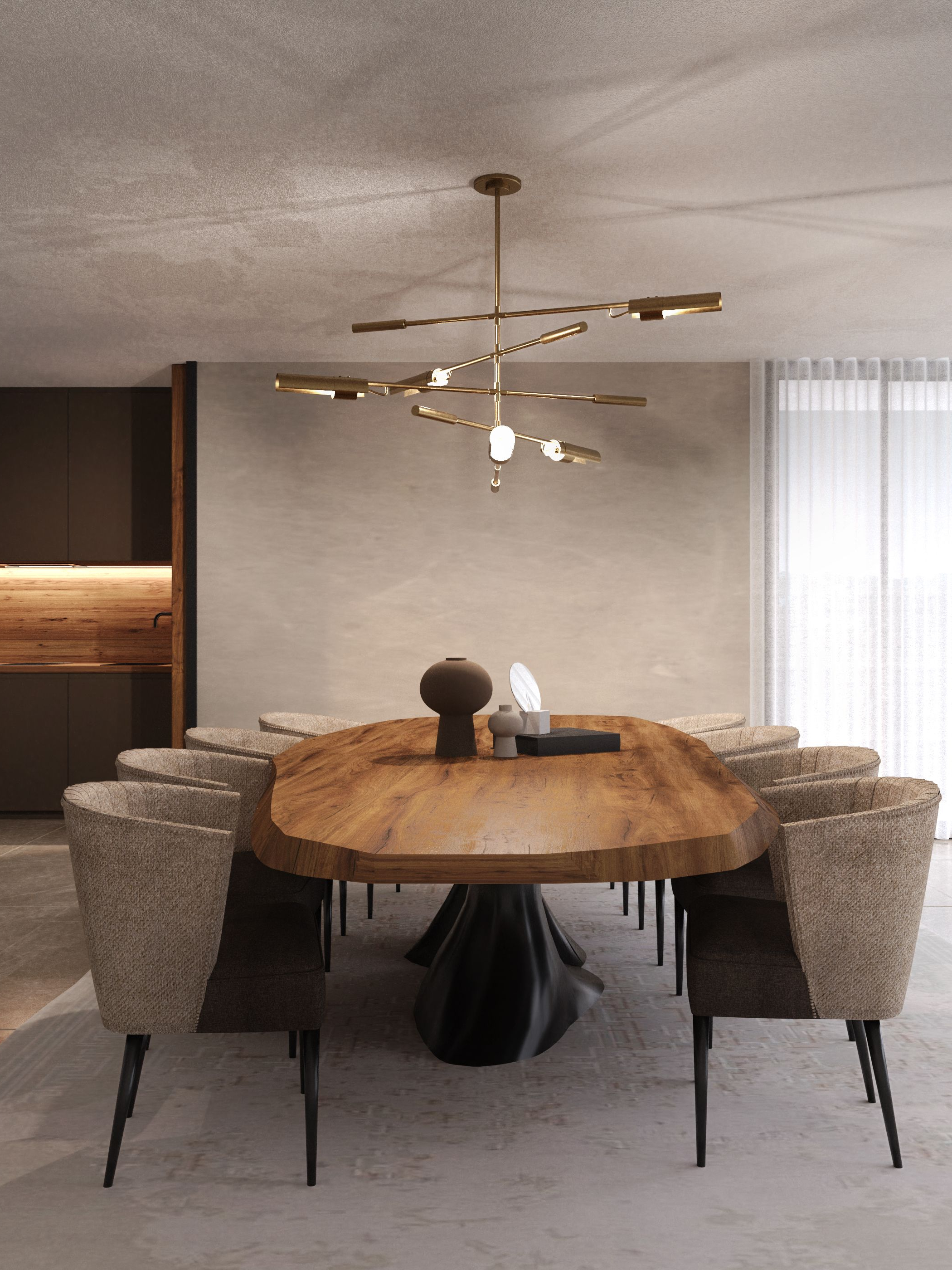 Neutral Dining Room Ambiance with the Abstract Ruin&nbsp;Rug by Rug'Society